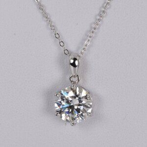 Certified Elegant 4ct Moissanite Pendant 18" 925 Sterling